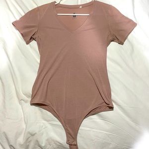 Light Pink V-neck Short Sleeve Bodysuit- Me to We